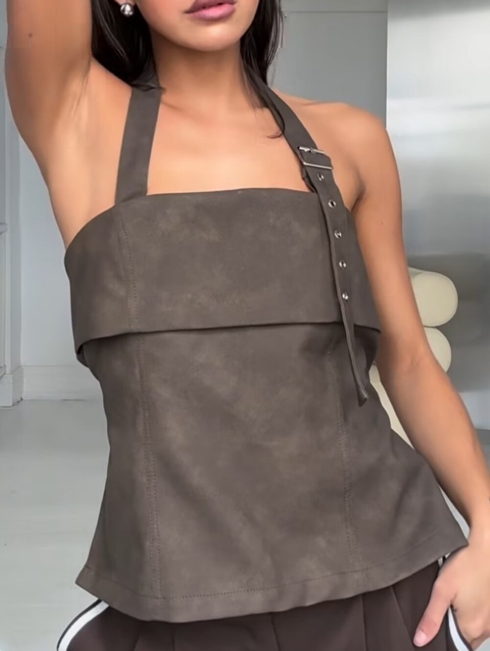 Bronze Snake Lilah Buckle Strap Halter Top XS NWT